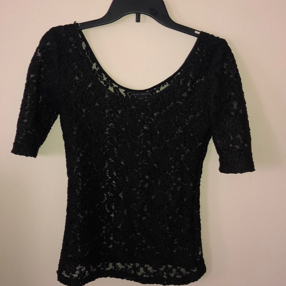 Banana Republic Fitted Lace Blouse w 3/4 sleeves